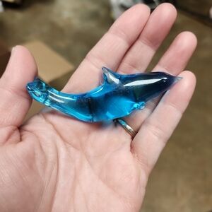 Blue Glass Dolphin Figurine